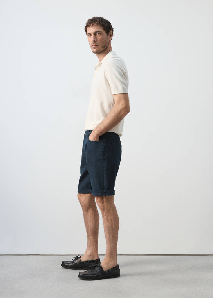 Slim-fit denim bermuda shorts — Navy