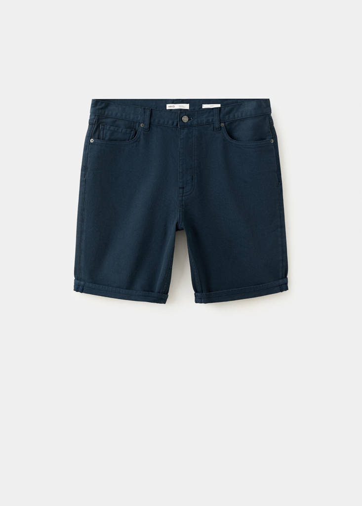 Slim-fit denim bermuda shorts — Navy