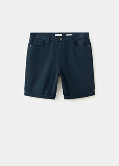 Slim-fit denim bermuda shorts — Navy 7