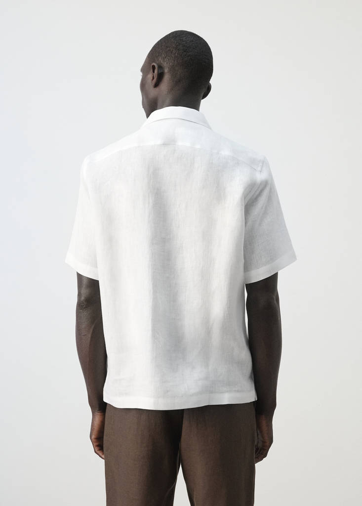 Regular-fit 100% linen shirt — White