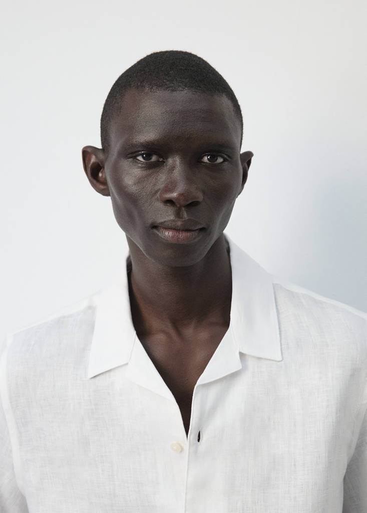 Regular-fit 100% linen shirt — White