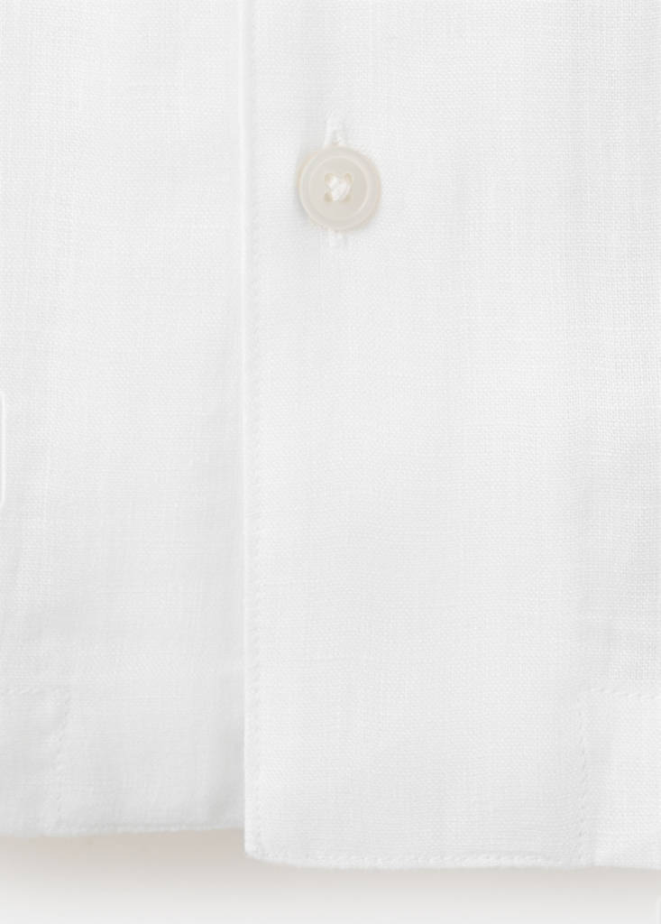Regular-fit 100% linen shirt — White