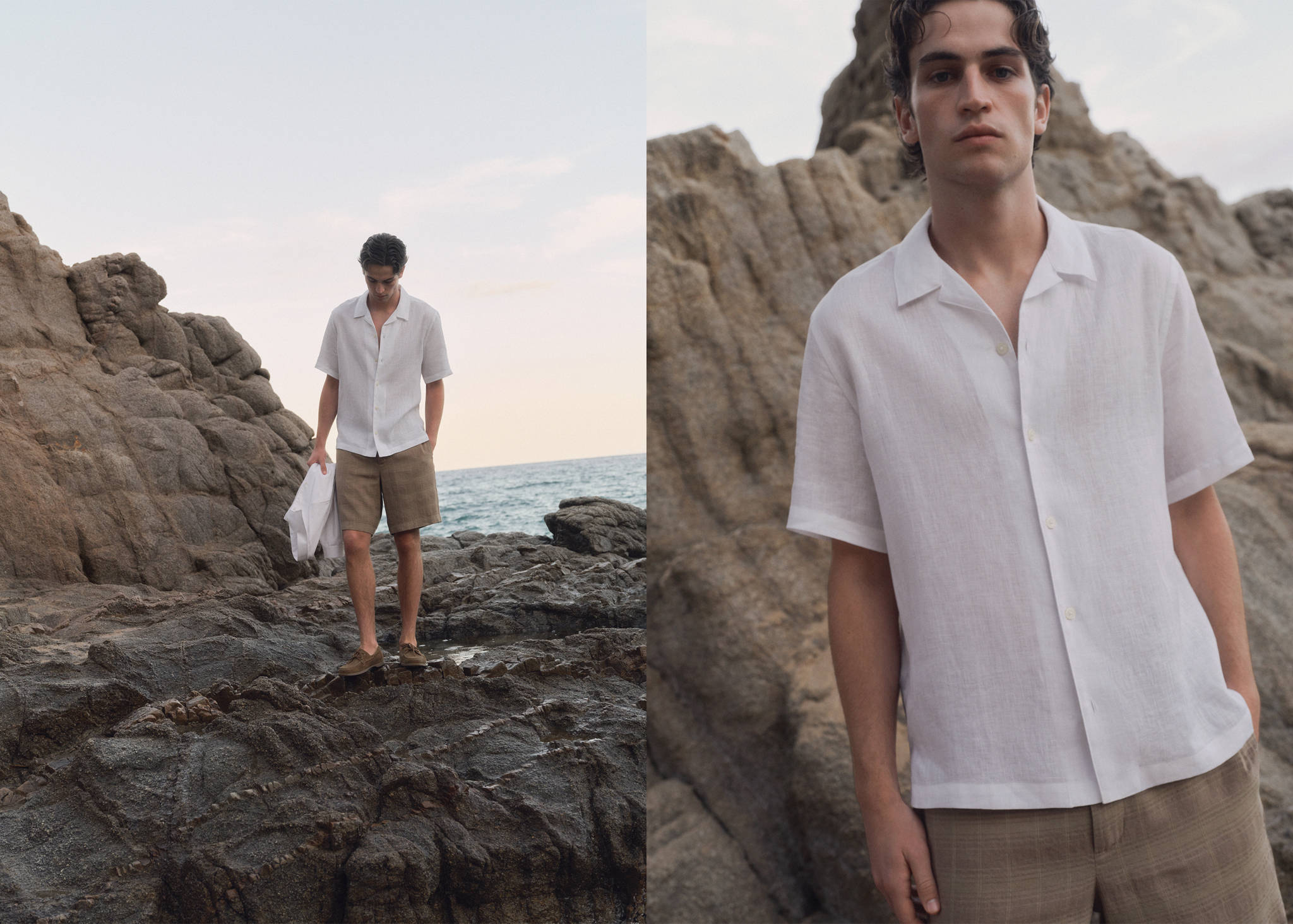 Regular-fit 100% linen shirt - Panoramic plane