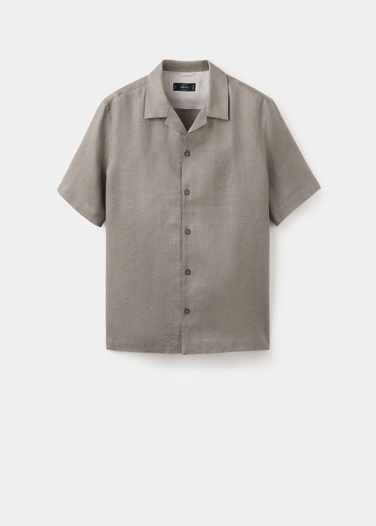Regular-fit 100% linen shirt — Medium Brown
