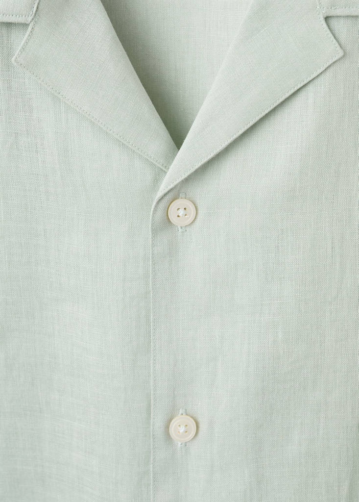 Regular-fit 100% linen shirt — Aqua Green