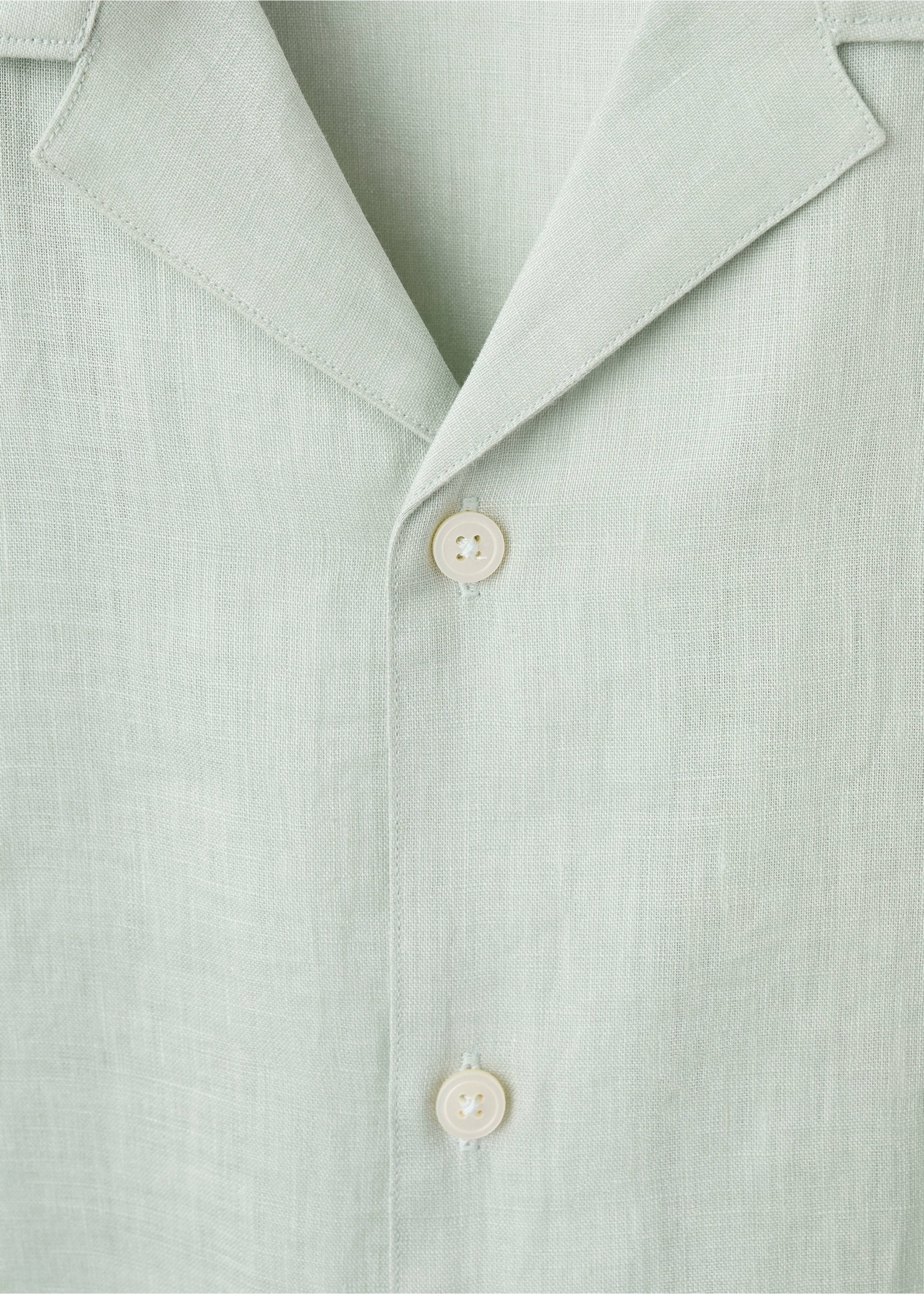 Regular-fit 100% linen shirt - Details of the article 8, Aqua Green. Ref: 37071421-00.
