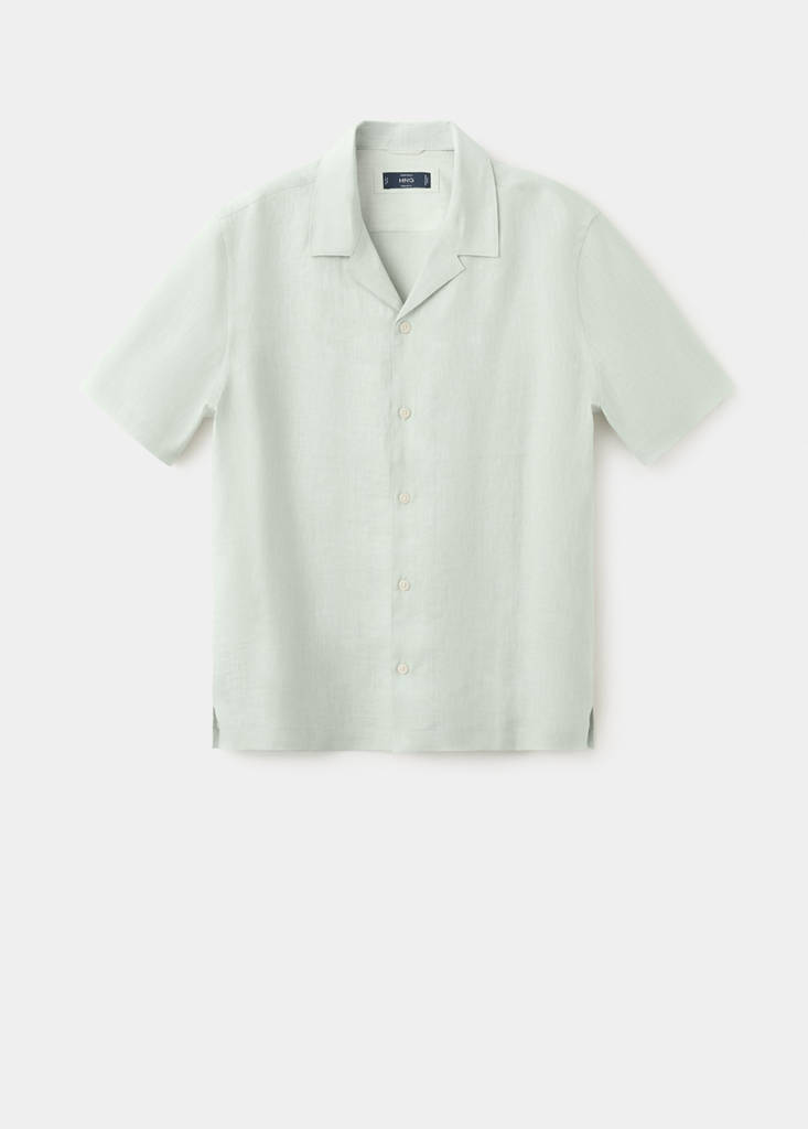 Regular-fit 100% linen shirt — Aqua Green