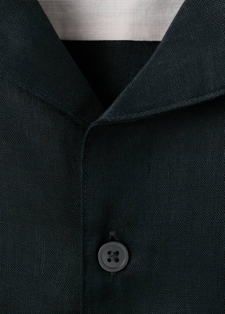 Regular-fit 100% linen shirt — Navy