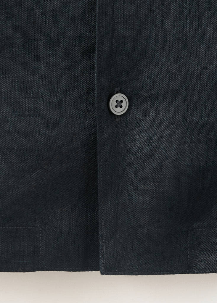 Regular-fit 100% linen shirt — Navy