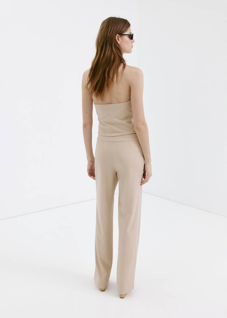 Halter-neck gilet with buttons — Sand