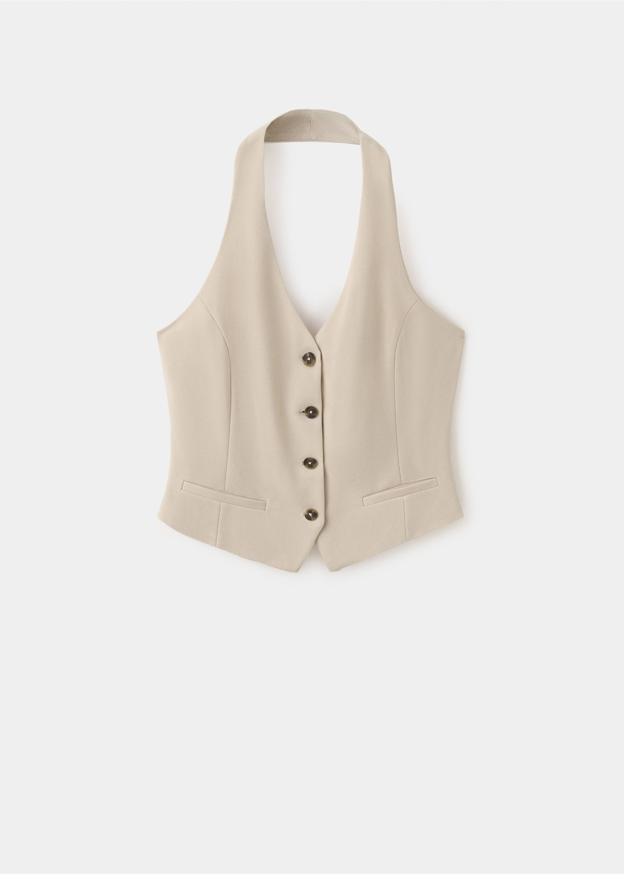 Halter-neck gilet with buttons - Article without model, Sand. Ref: 37071422-00.