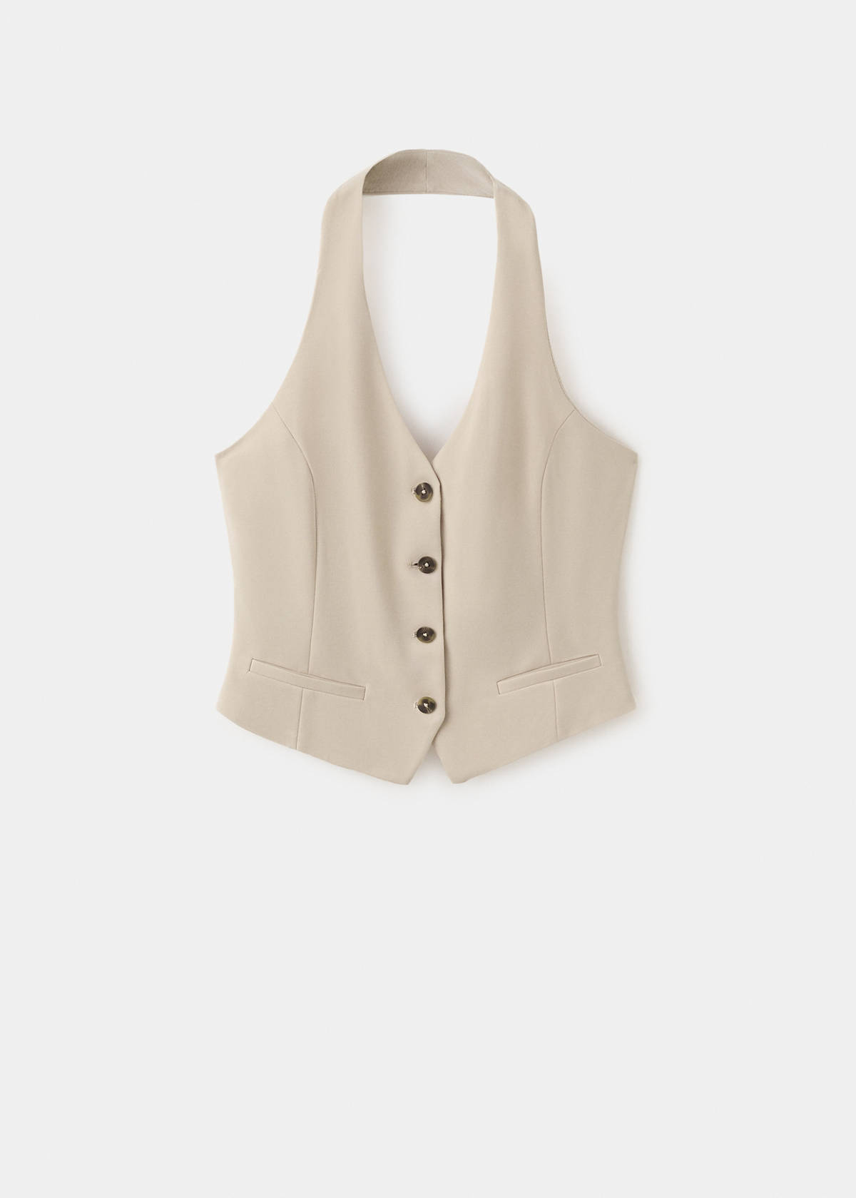 Halter-neck gilet with buttons — Sand