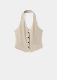 Halter-neck gilet with buttons — Sand 5