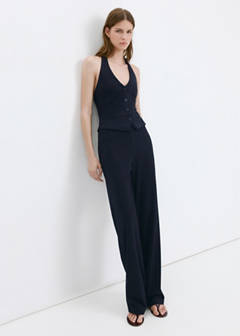 Halter-neck gilet with buttons — Navy 2