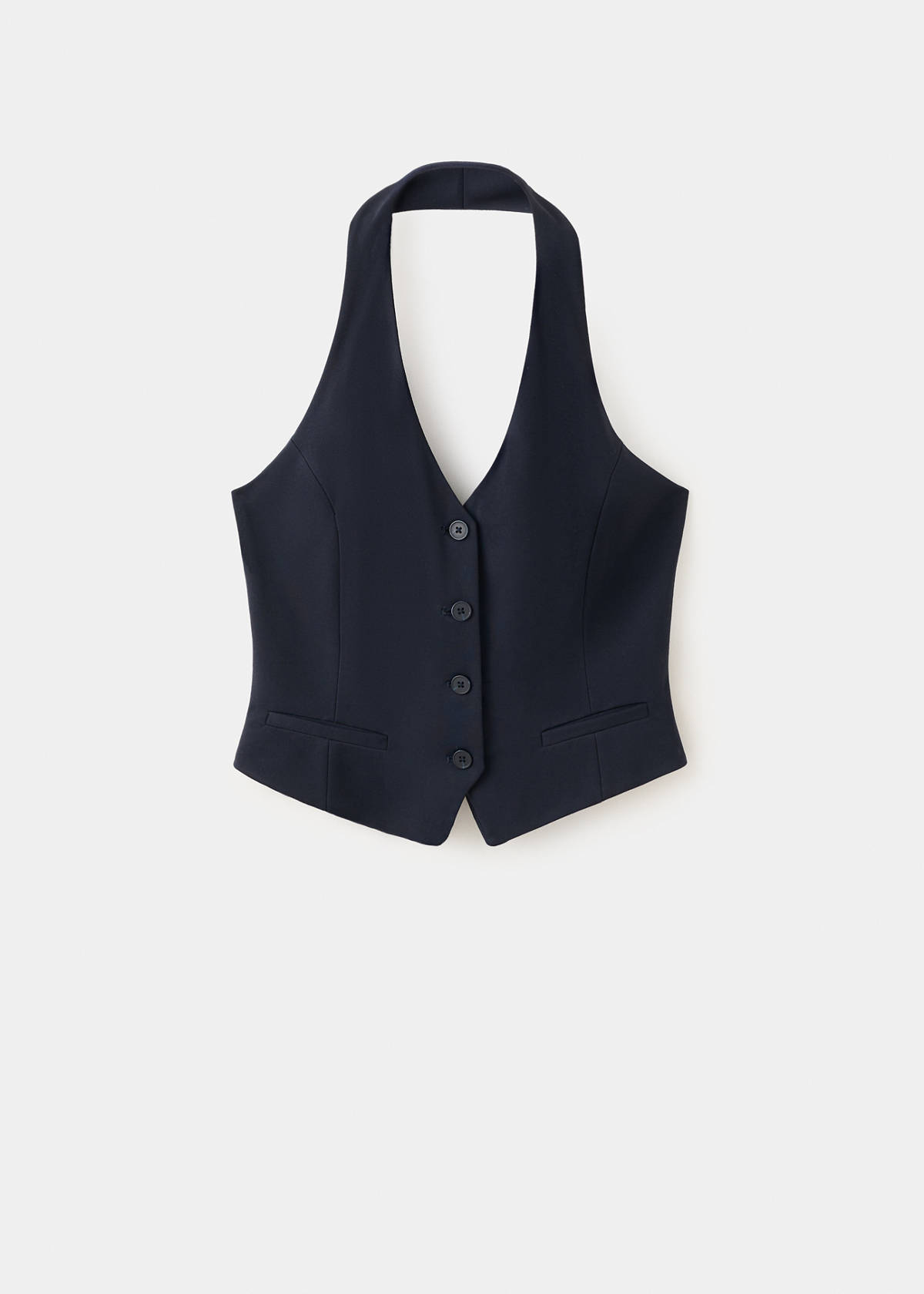 Halter-neck gilet with buttons — Navy
