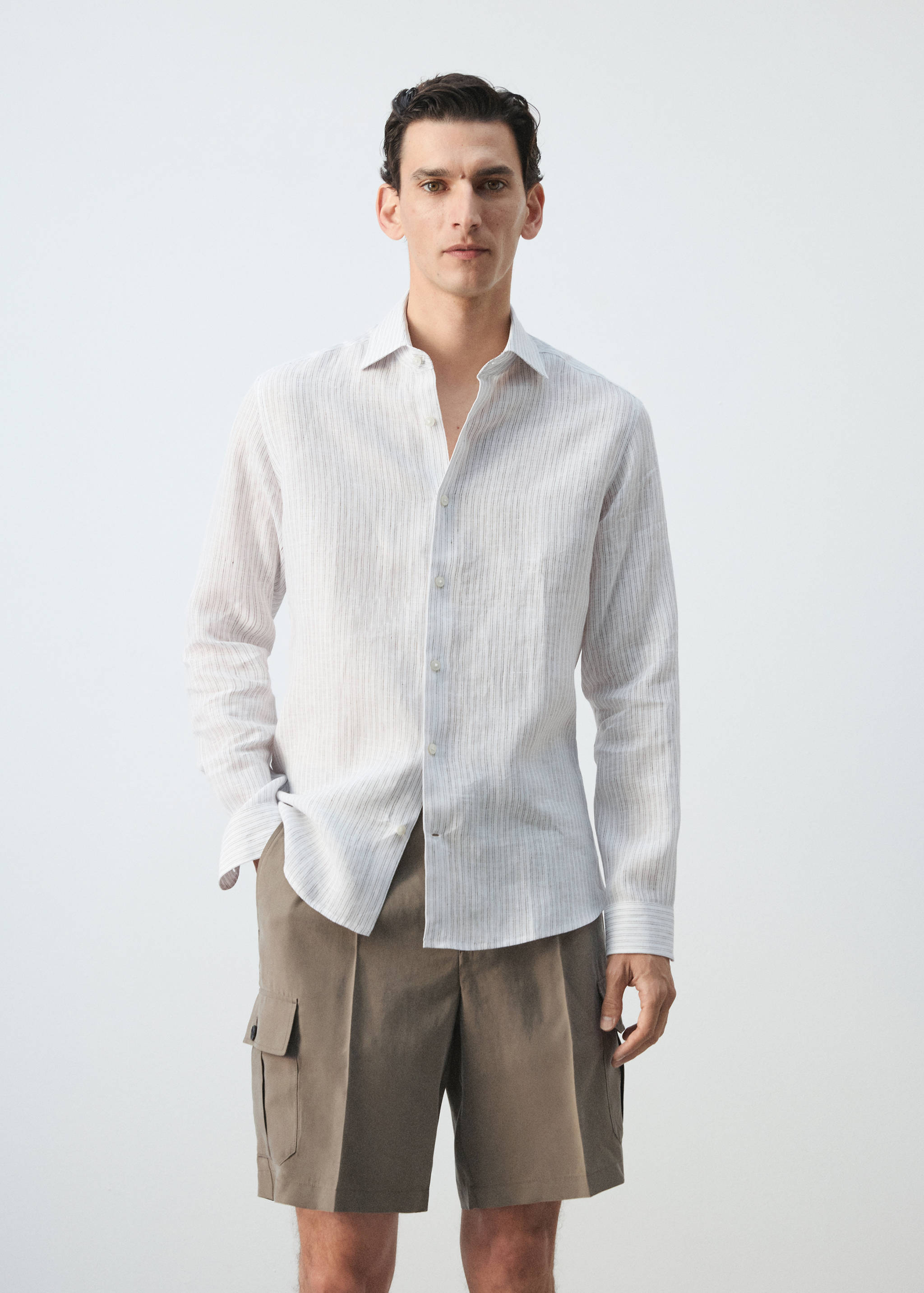 100% linnen slim-fit overhemd - Middenvlak