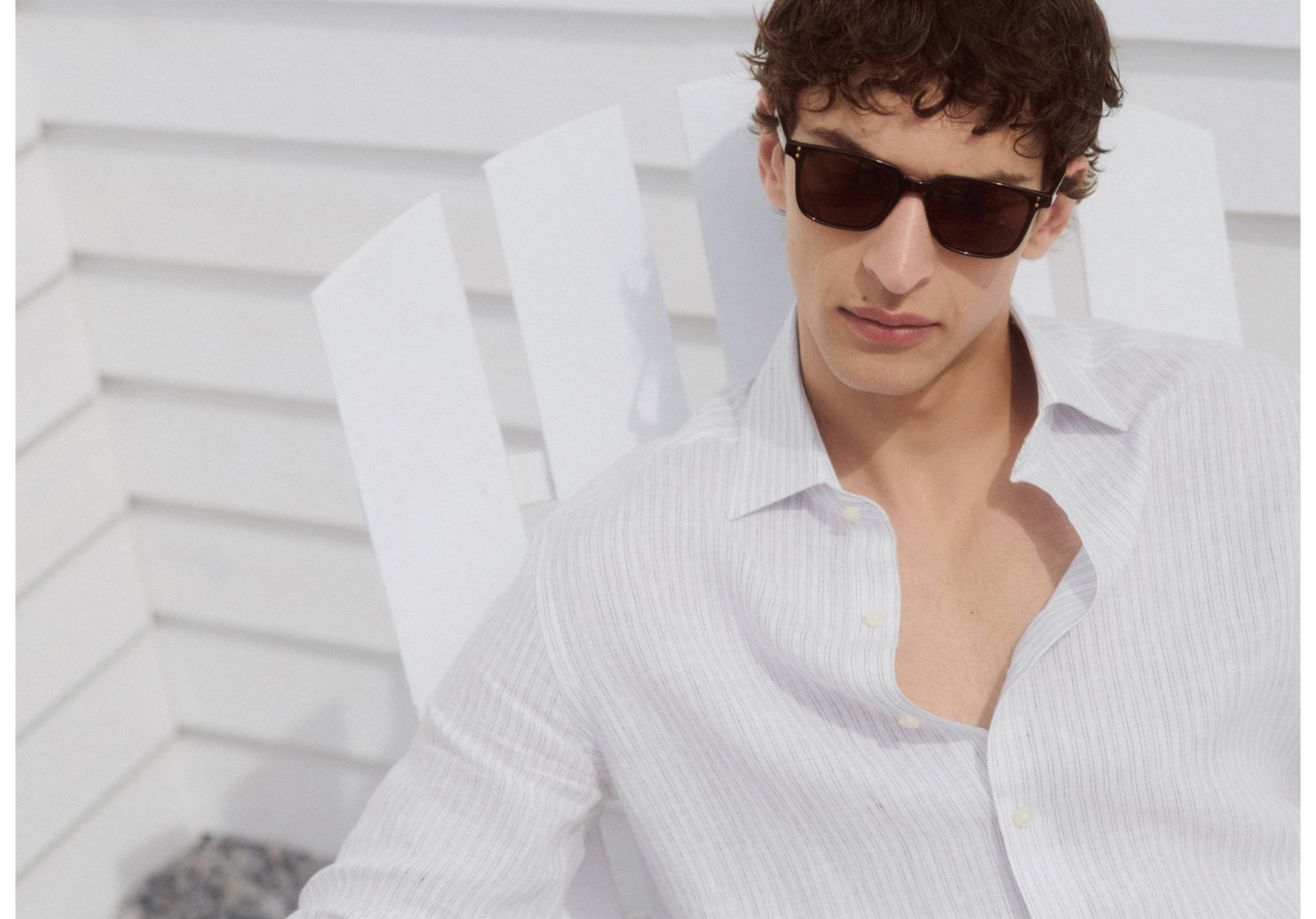 100% linen slim-fit shirt - Panoramic plane