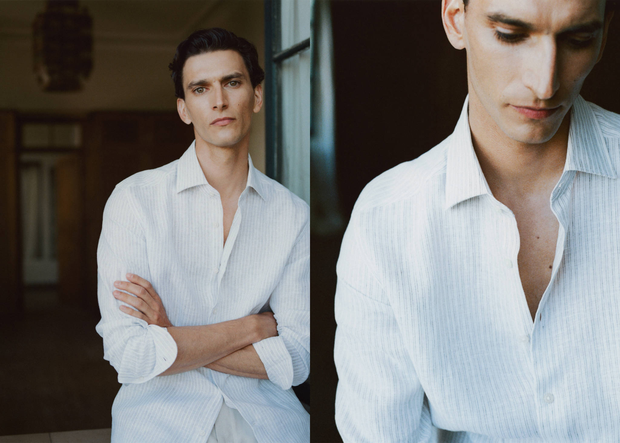 100% linen slim-fit shirt - Panoramic plane