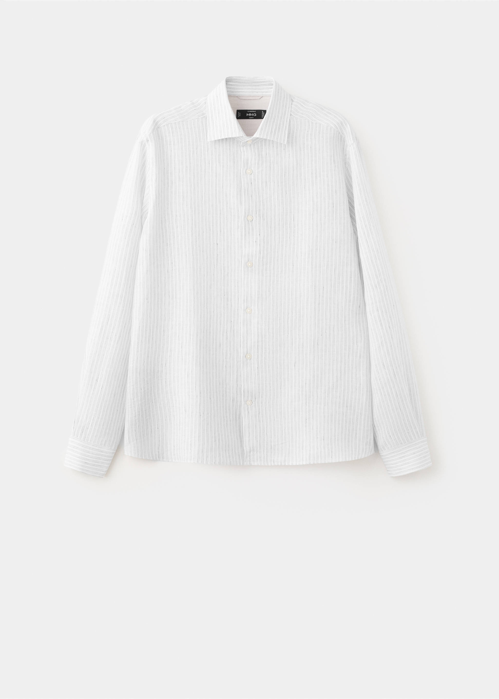 100% linen slim-fit shirt - Article without model, White. Ref: 37071424-00.