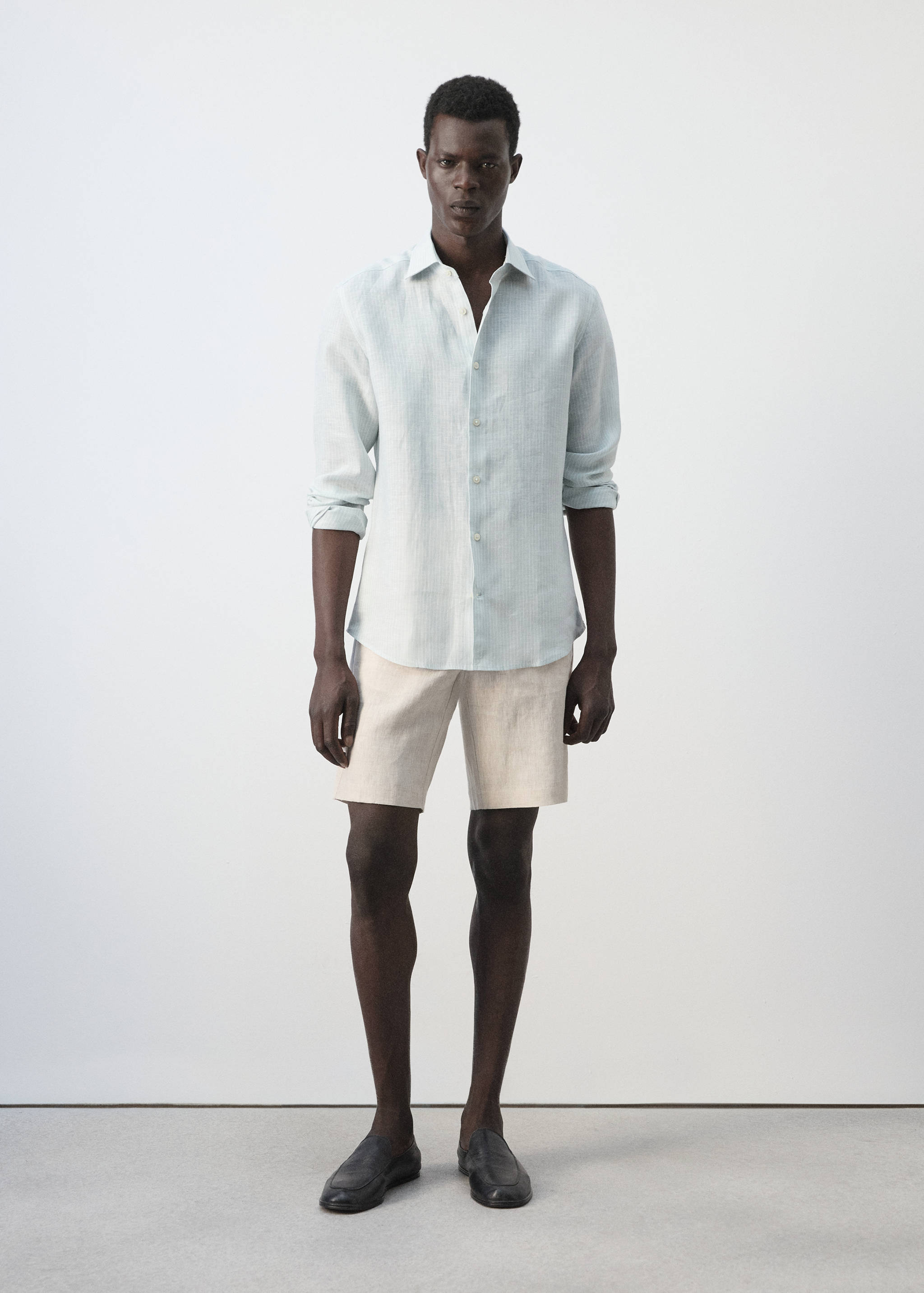 100% linnen slim-fit overhemd - Overzichtstekening