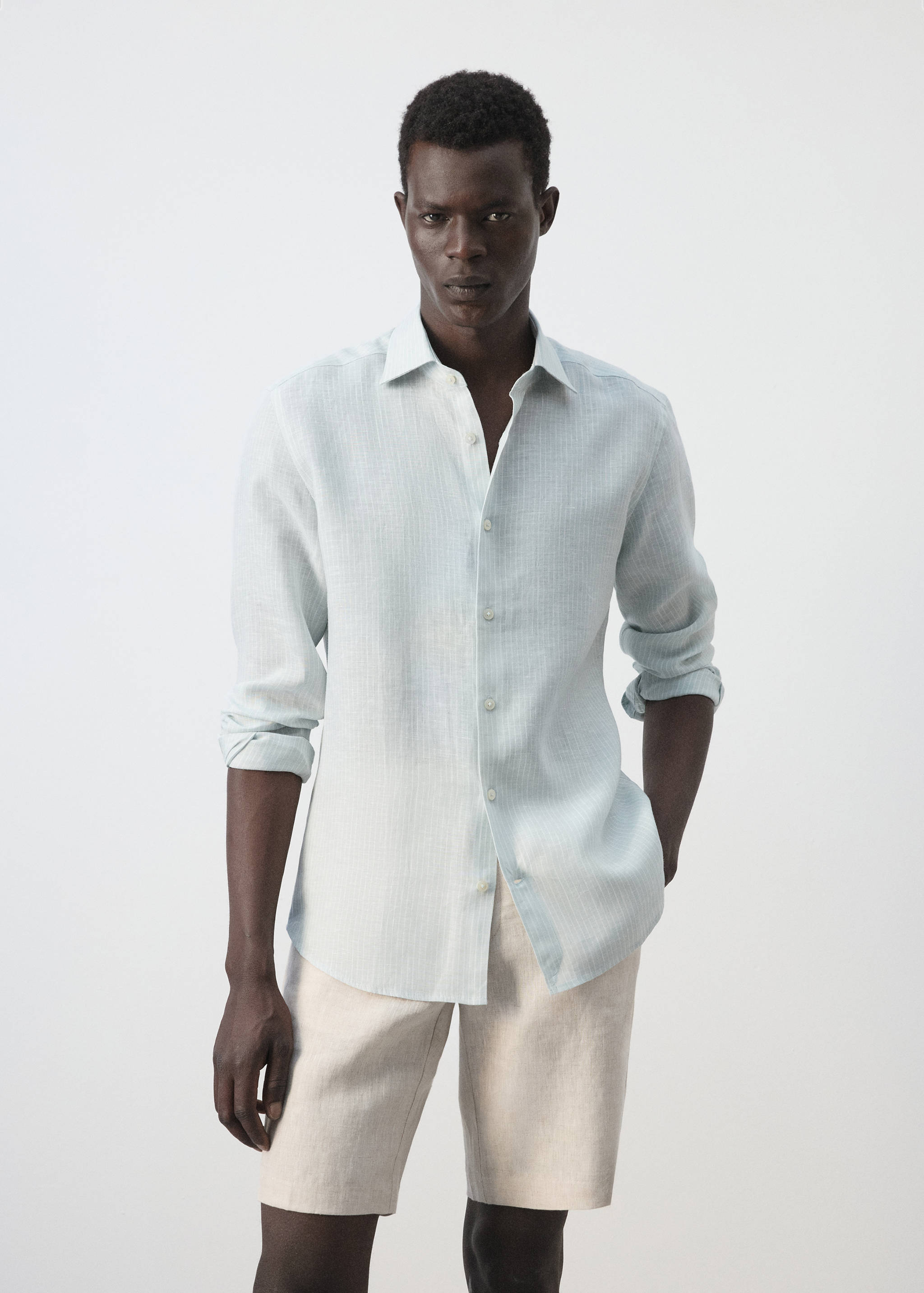 100% linnen slim-fit overhemd - Middenvlak