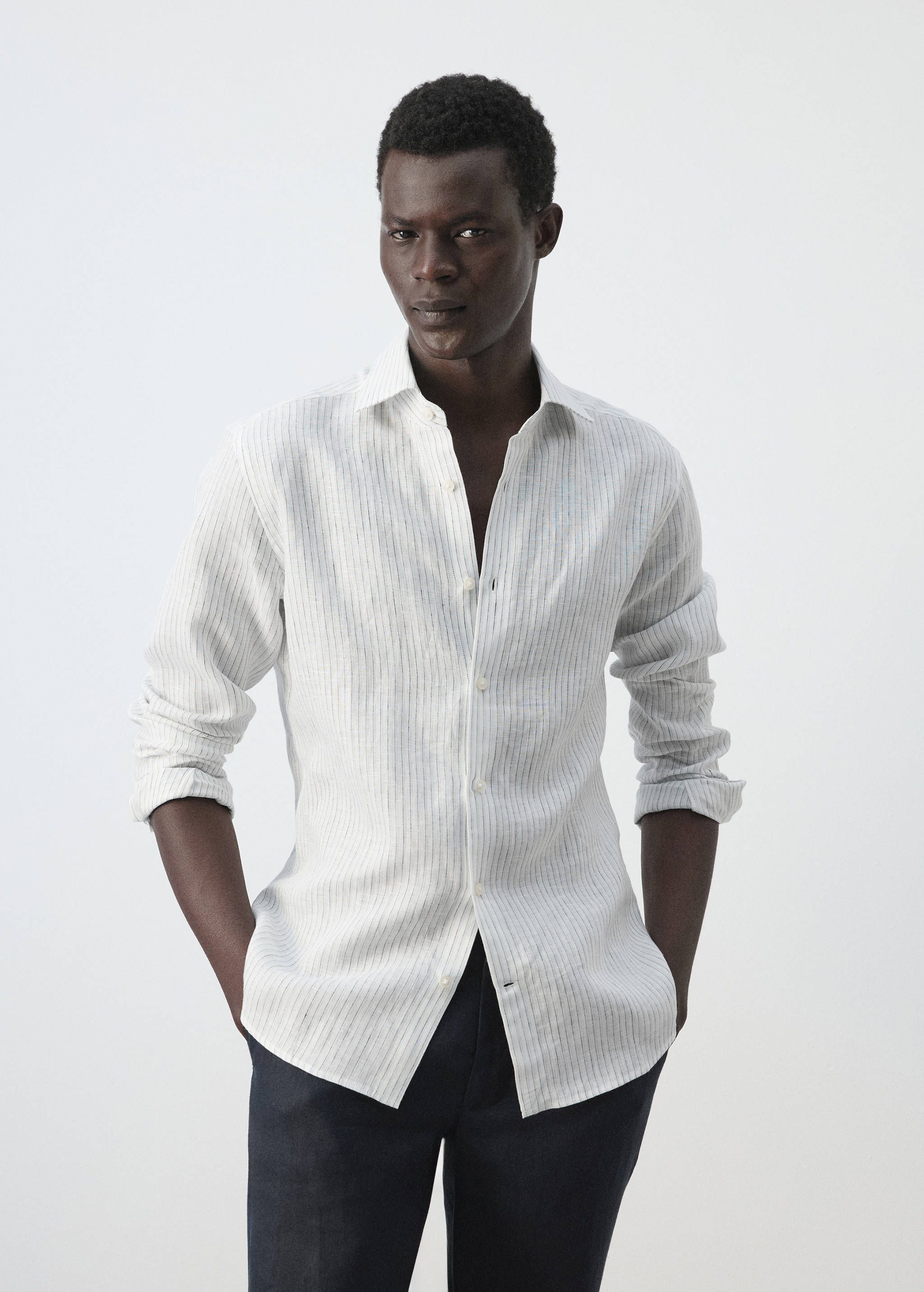 100% linnen slim-fit overhemd - Middenvlak
