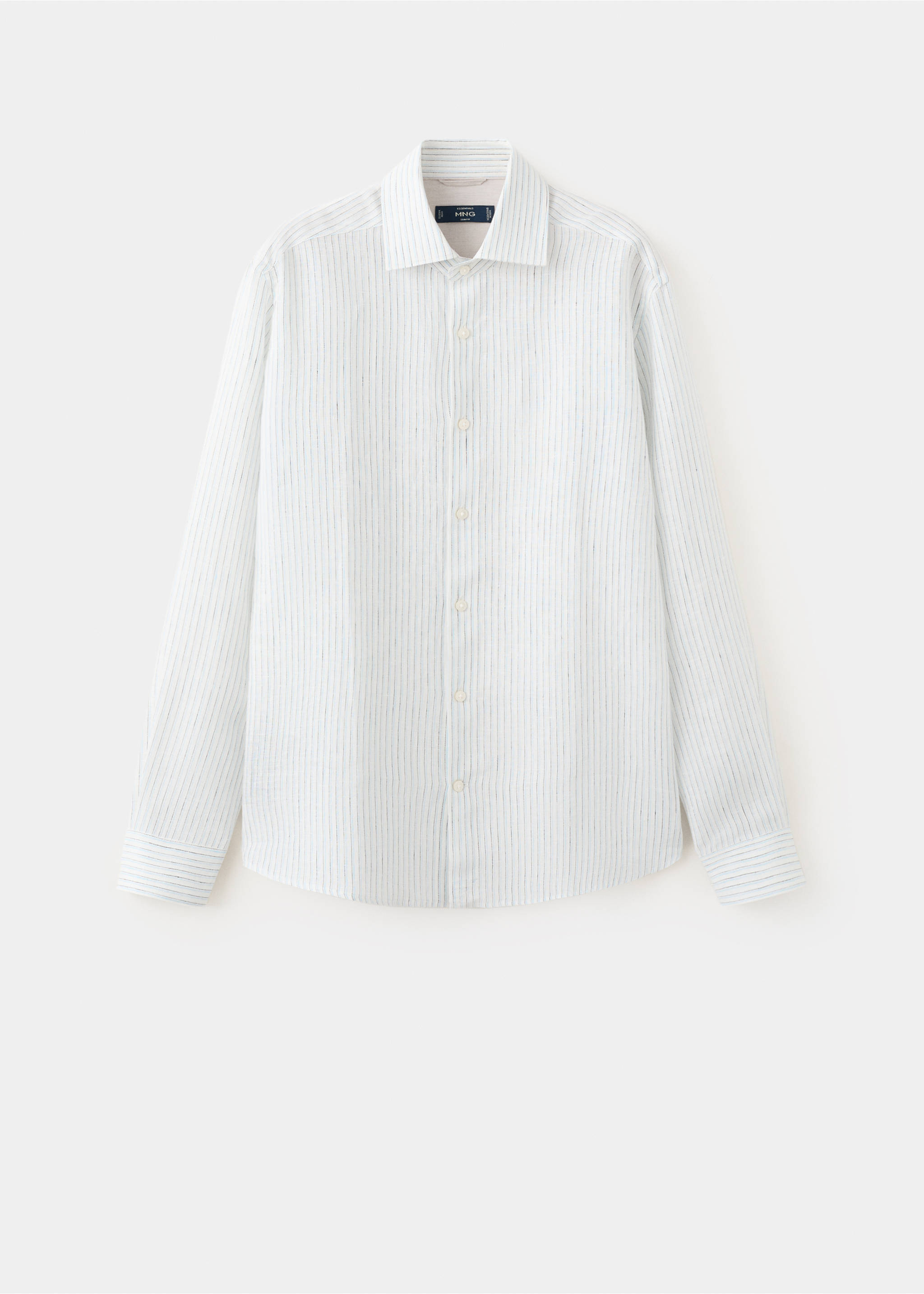 100% linen slim-fit shirt - Article without model, Sky Blue. Ref: 37071424-00.