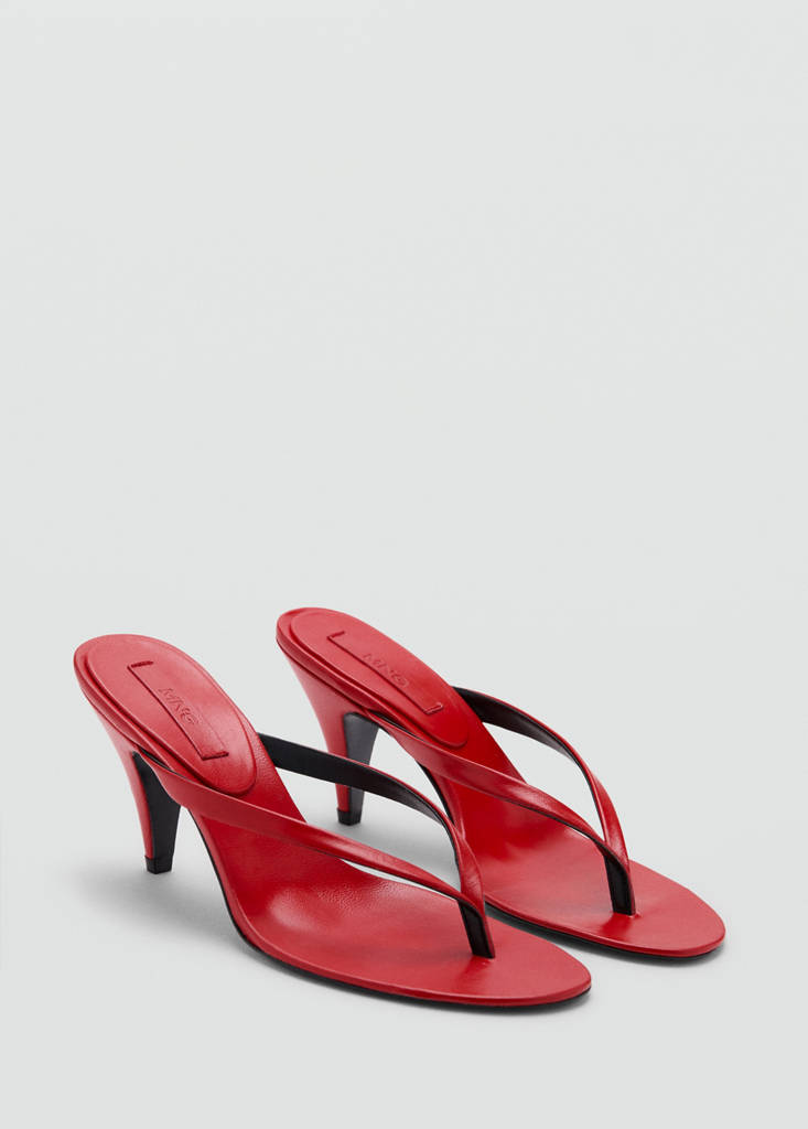 Leather funnel heel sandal — Red