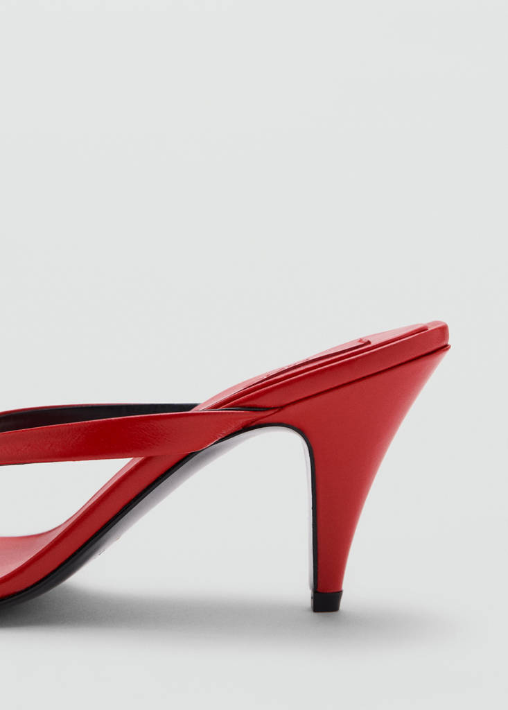 Leather funnel heel sandal — Red