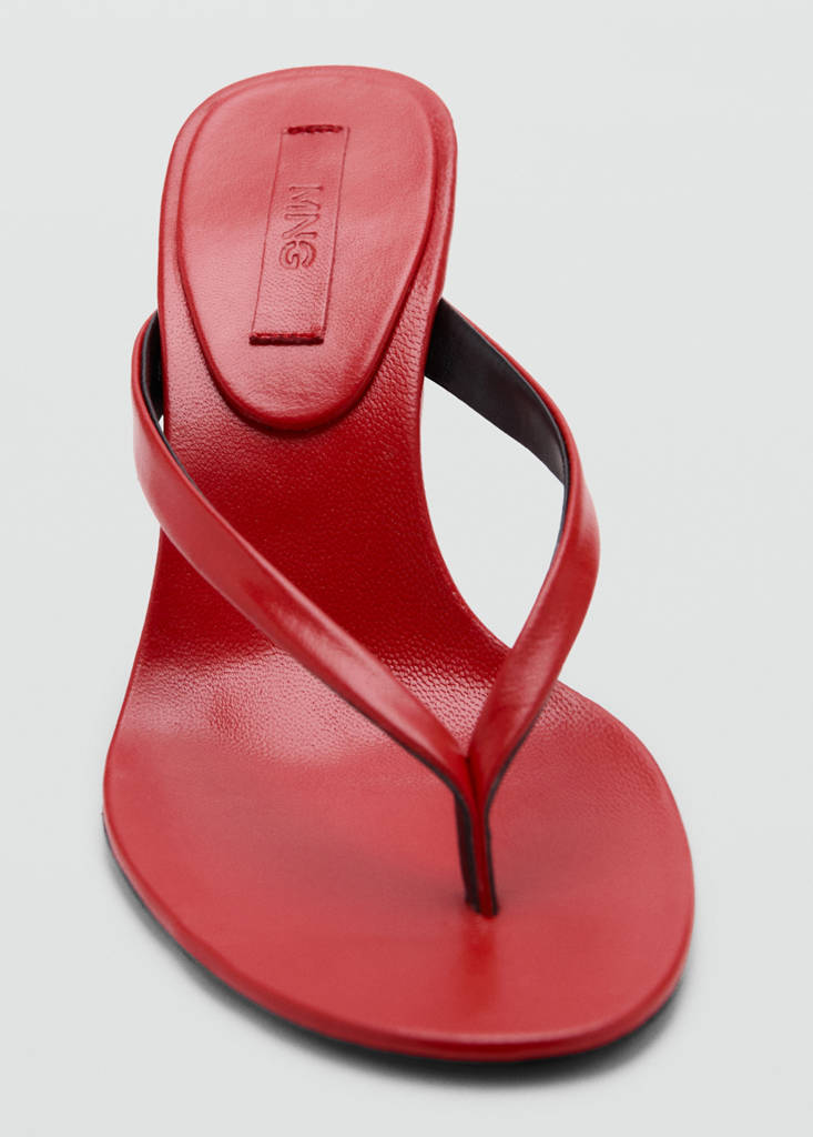 Leather funnel heel sandal — Red