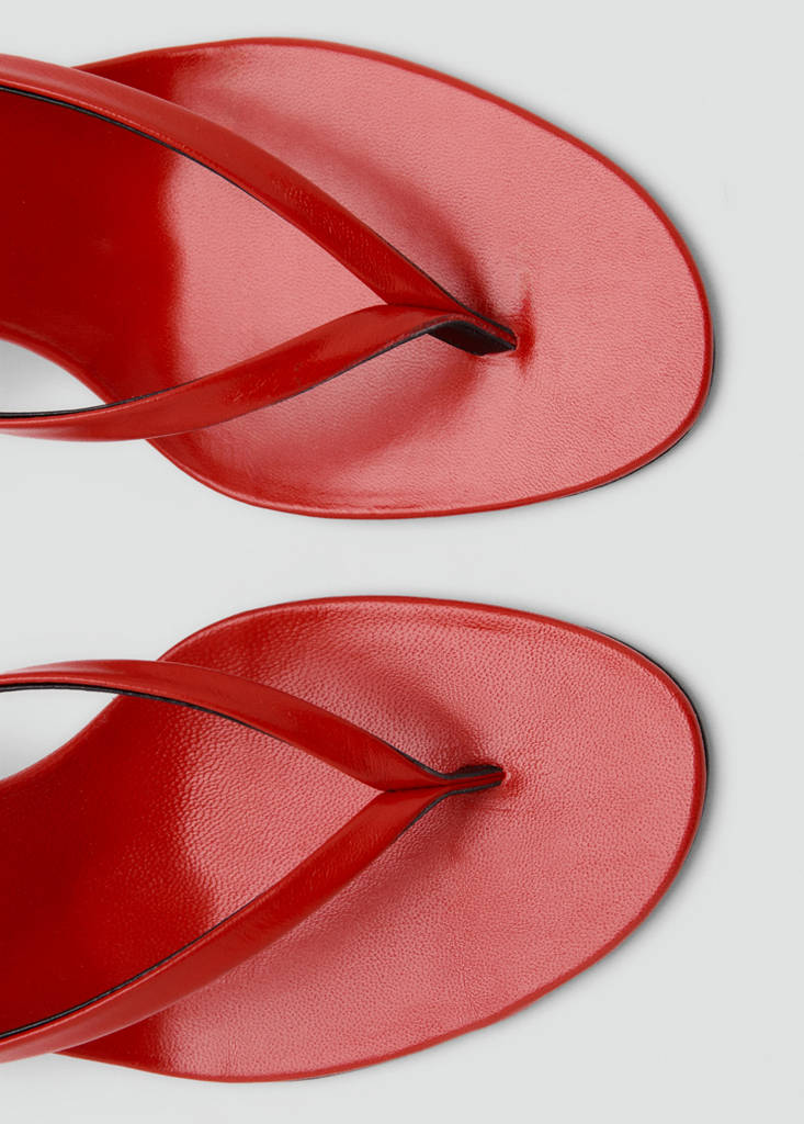 Leather funnel heel sandal — Red