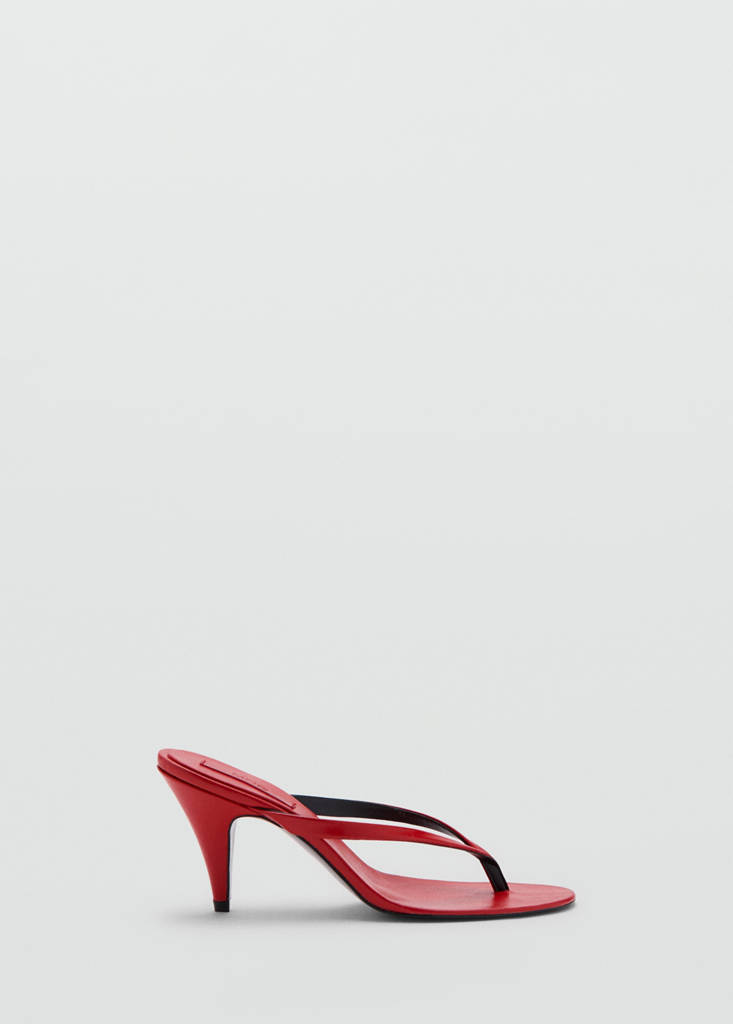 Leather funnel heel sandal — Red