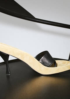 Combined leather heeled sandal — Sand 1
