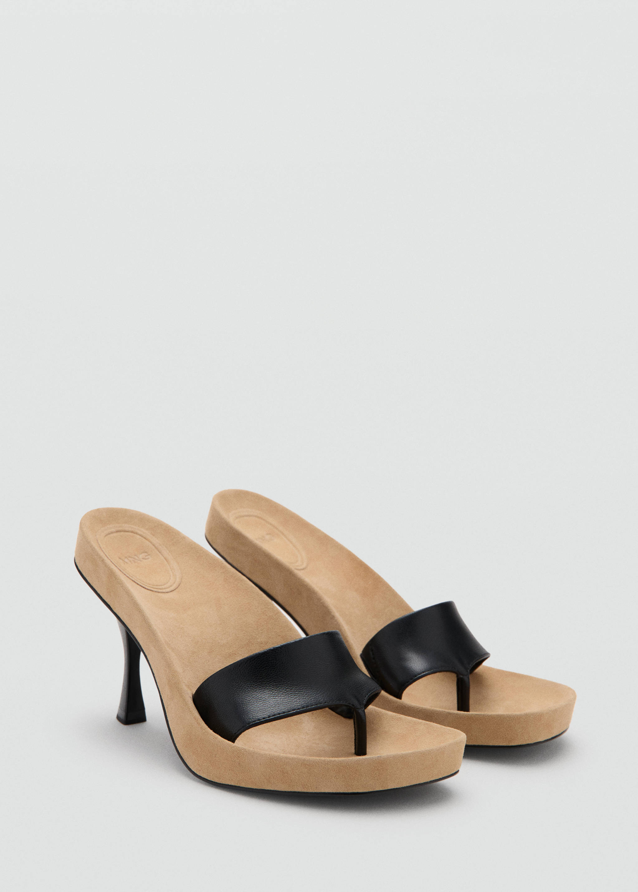 Combined leather heeled sandal - Medium plane