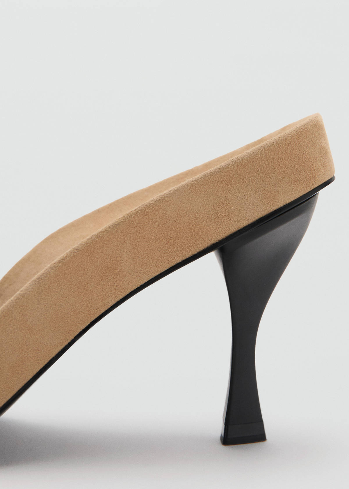 Combined leather heeled sandal — Sand