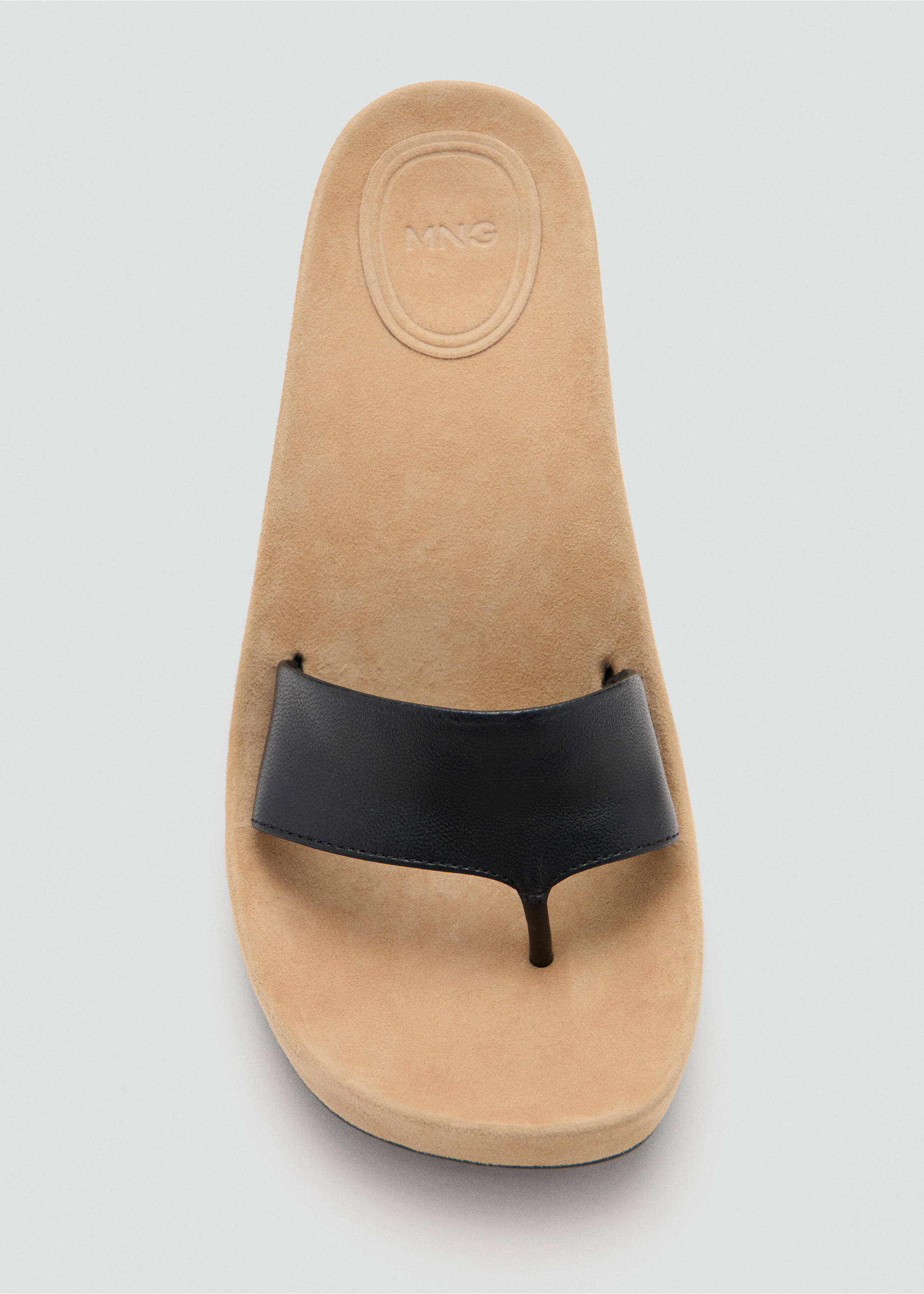Mixed leather heeled sandal - Details of the article 2, Sand. Ref: 37071426-00.
