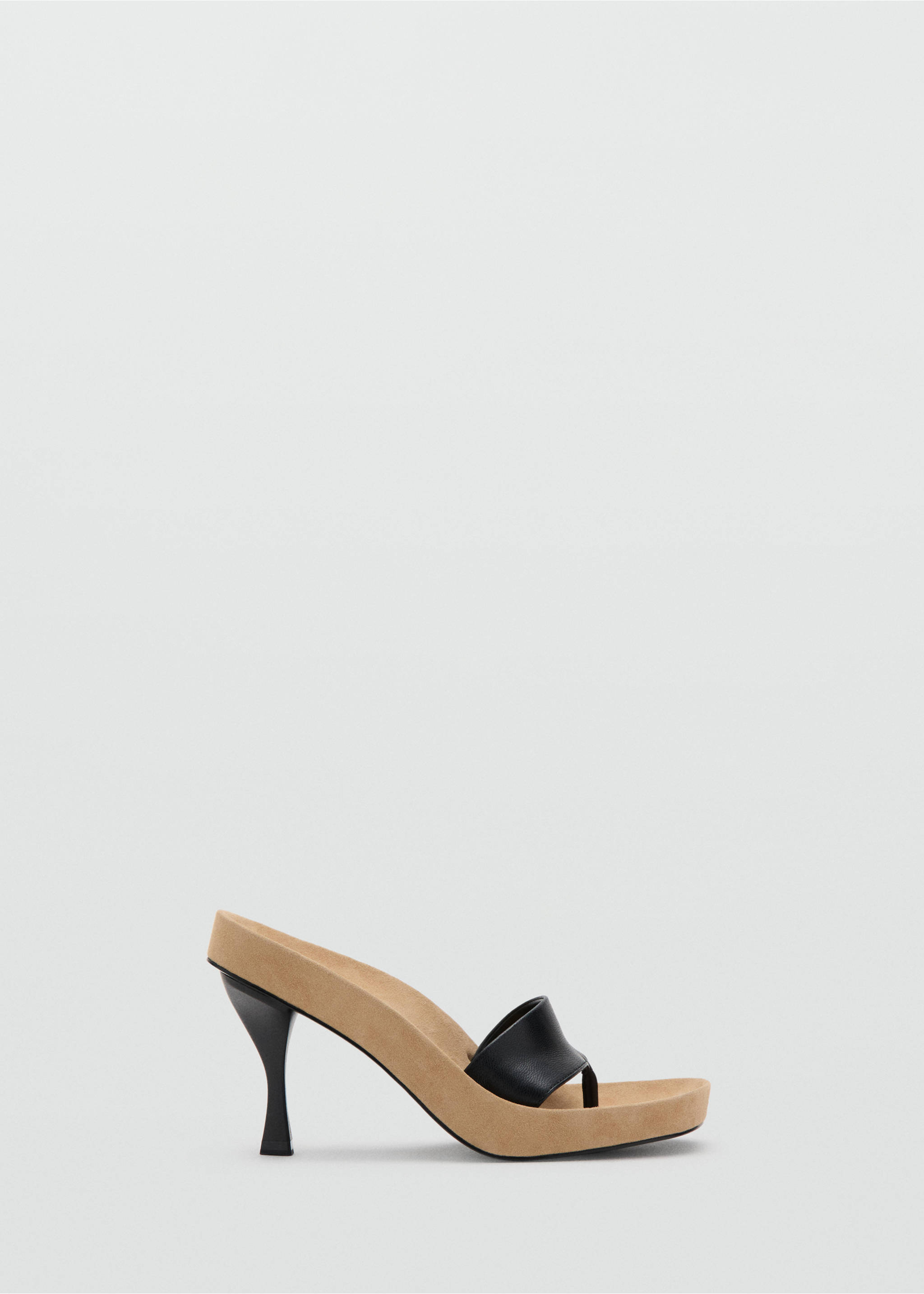 Combined leather heeled sandal - Article without model, Sand. Ref: 37071426-00.