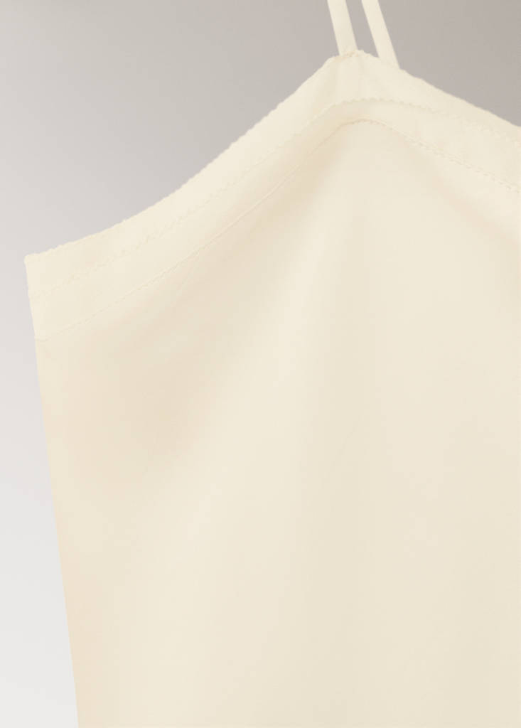 Satin lace-trim pyjama top — Ivory White
