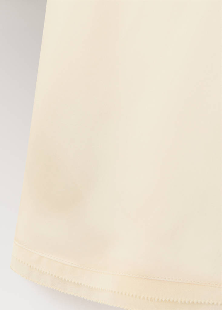 Satin lace-trim pyjama top — Ivory White