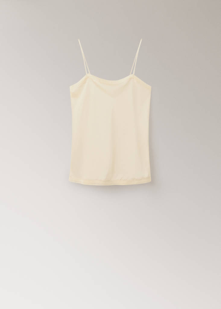 Satin lace-trim pyjama top — Ivory White