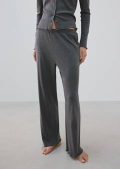 Open-knit cotton pyjama bottoms — Grey 1