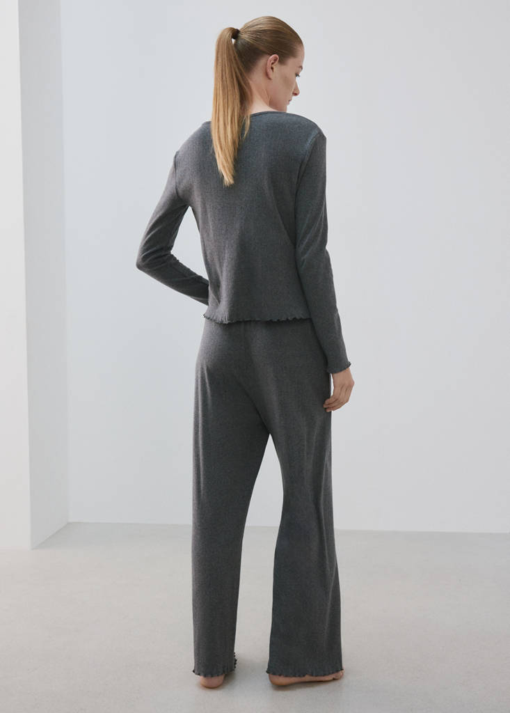 Open-knit cotton pyjama bottoms — Grey