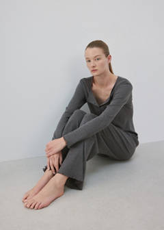 Open-knit cotton pyjama bottoms — Grey 4