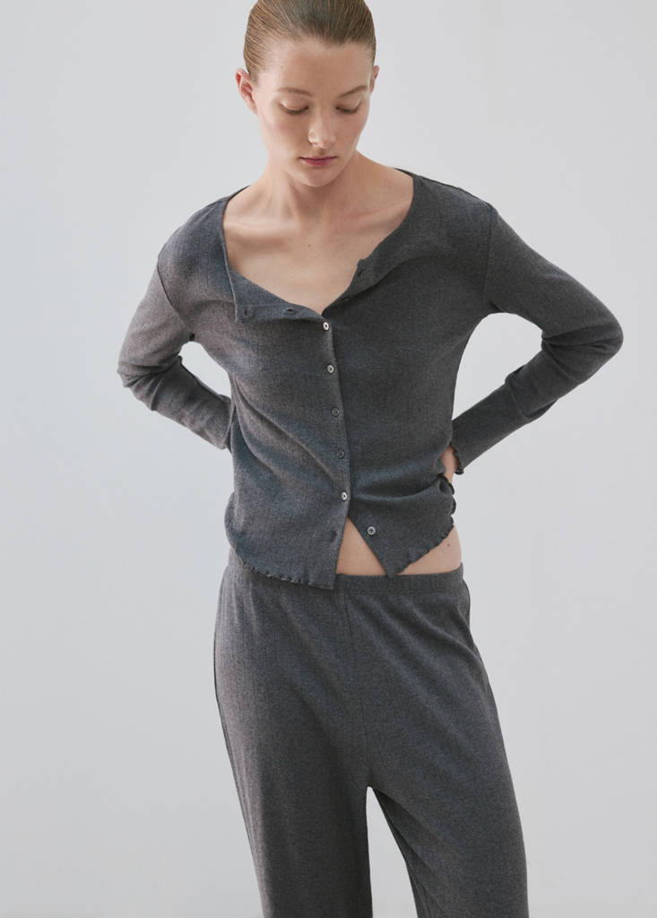 Open-knit cotton pyjama bottoms — Grey