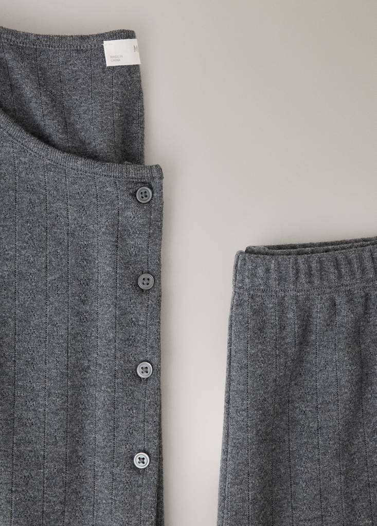 Open-knit cotton pyjama bottoms — Grey