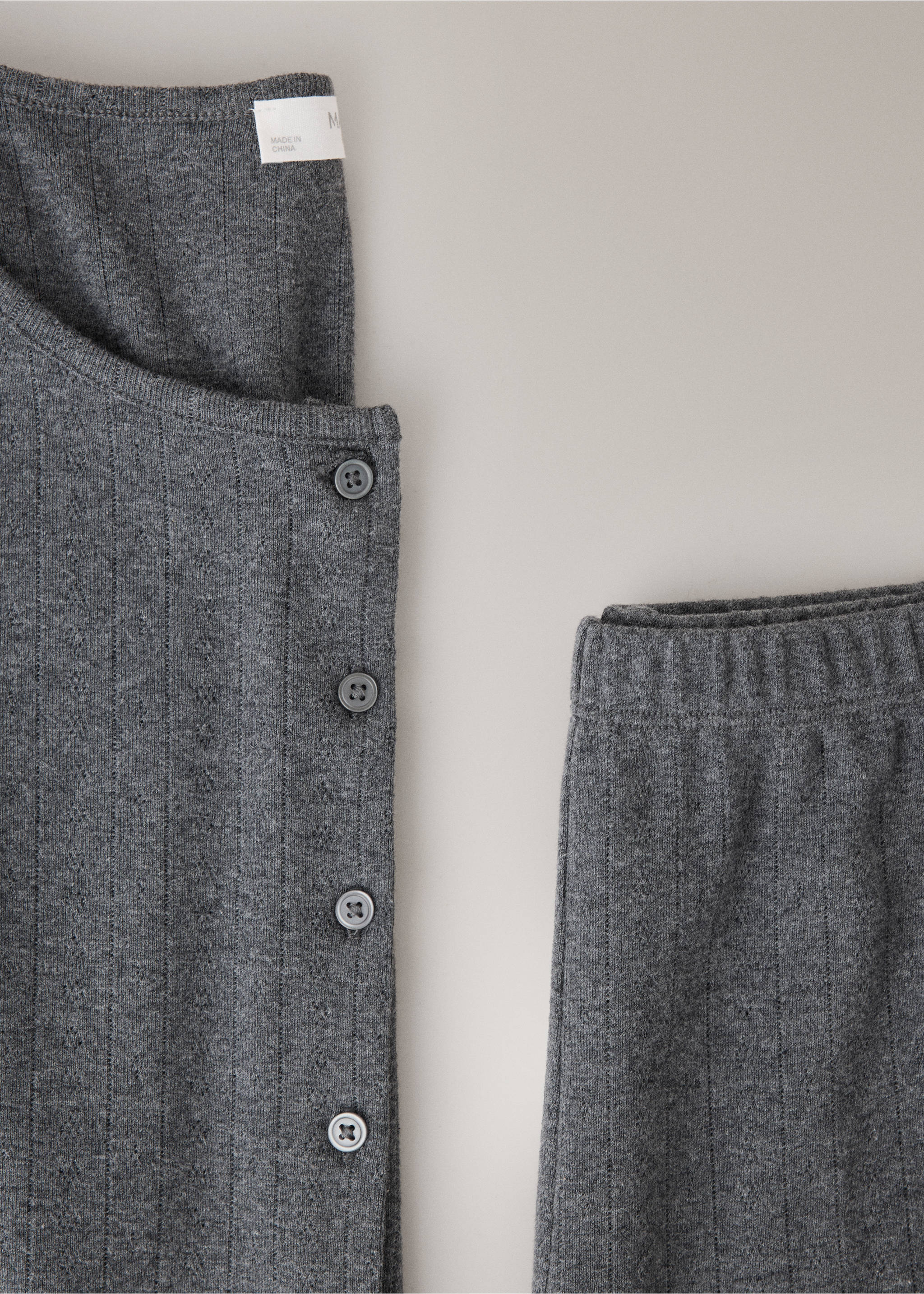 Pantalon de pyjama en coton ajouré - Détail de l'article 0, Gris. Ref: 37071431-00.