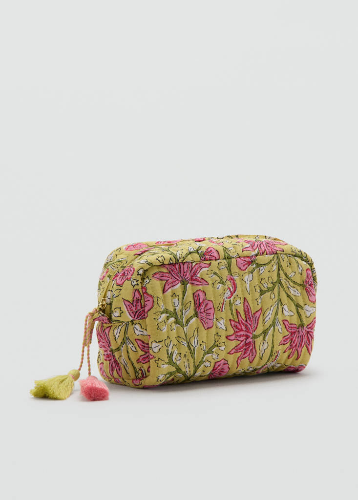 Floral-print cosmetic bag — Green