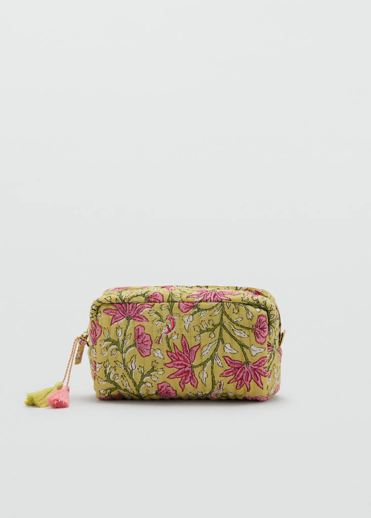 Floral-print cosmetic bag — Green
