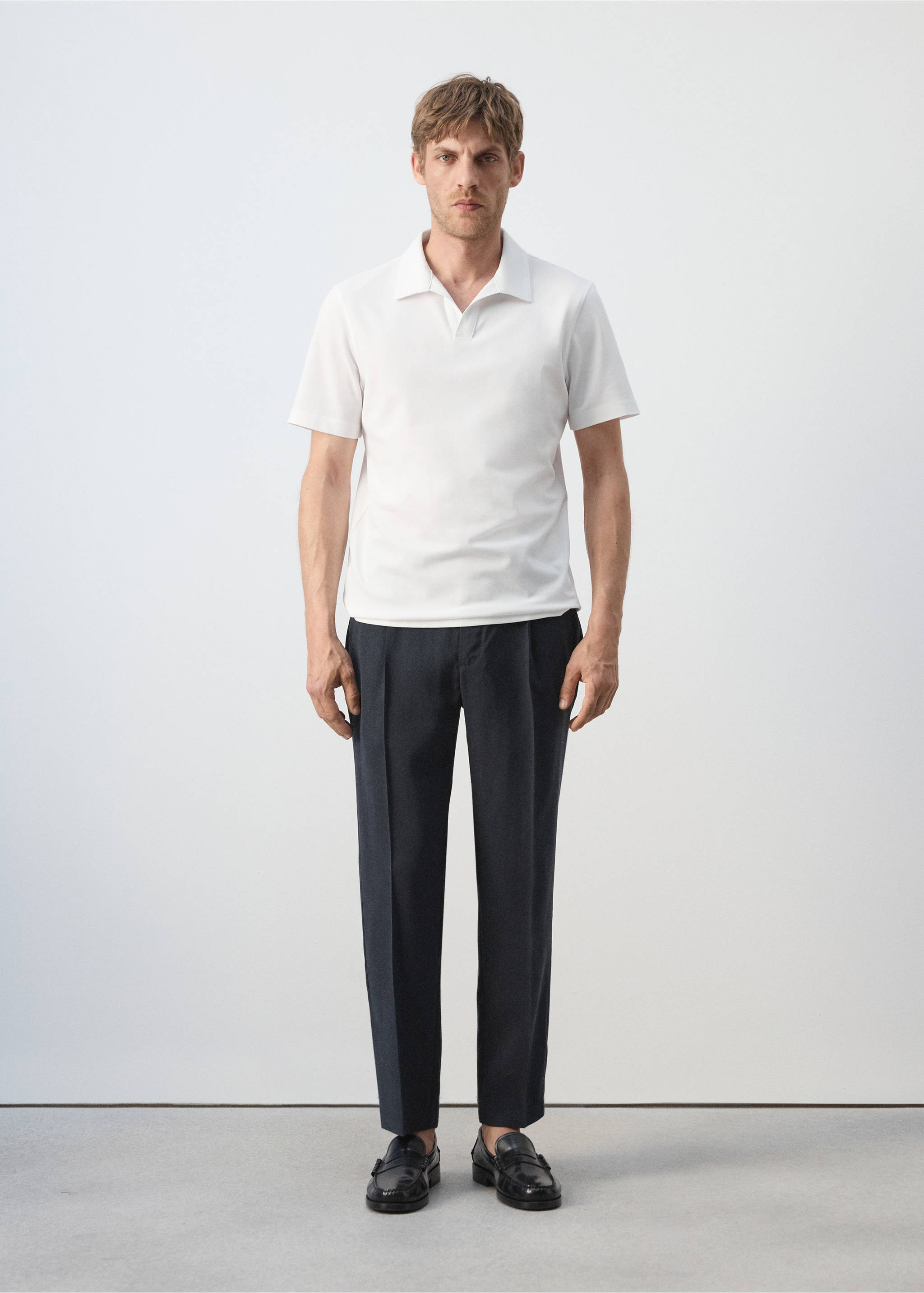 Slim fit piqué polo - General plane, White. Ref: 37071433-00.