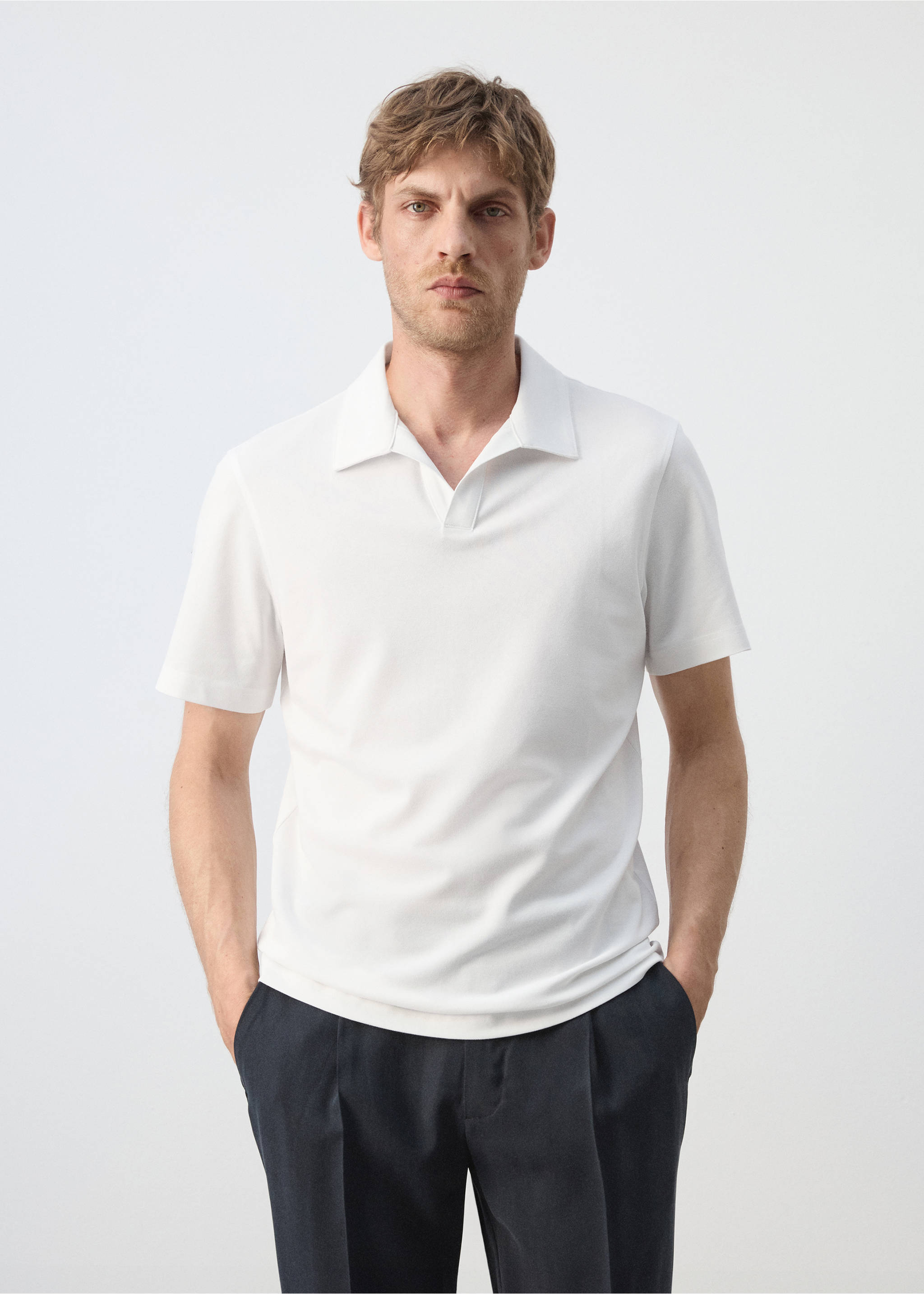 Slim fit piqué polo - Medium plane, White. Ref: 37071433-00.